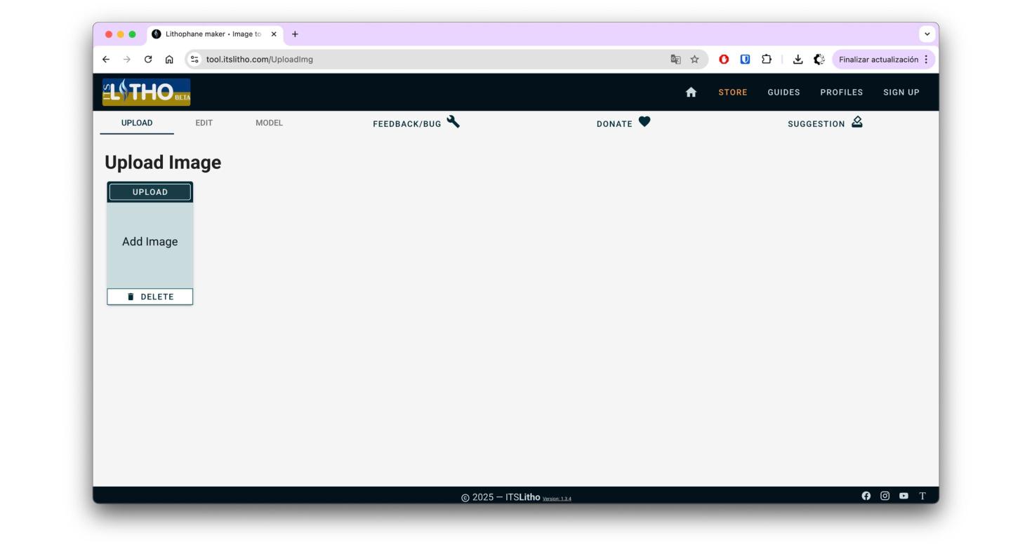 captura de pantalla de la opción upload en itslitho.com