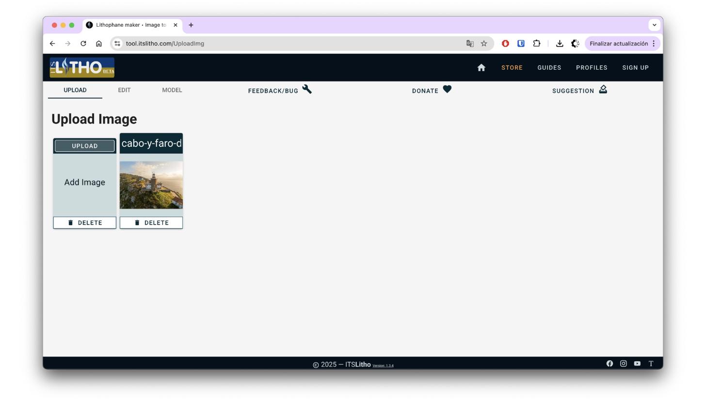 captura de pantalla del selector de archivo para subir la imagen