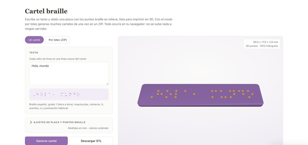 Vista previa de Carteles en braille